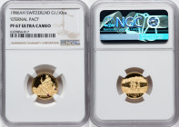 Confederation gold Proof "Eternal Pact" 1/10 Unze 1986-AH PR67 Ultra Cameo NGC, Argor mint, KM-XMB6. An expertly detailed coin with intense mirrored f...