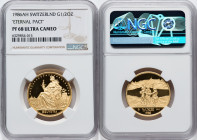 Confederation gold Proof "Eternal Pact" 1/2 Unze 1986-AH PR68 Ultra Cameo NGC, Argor mint, KM-XMB8. A sharp strike with two minor red lines and tiny s...