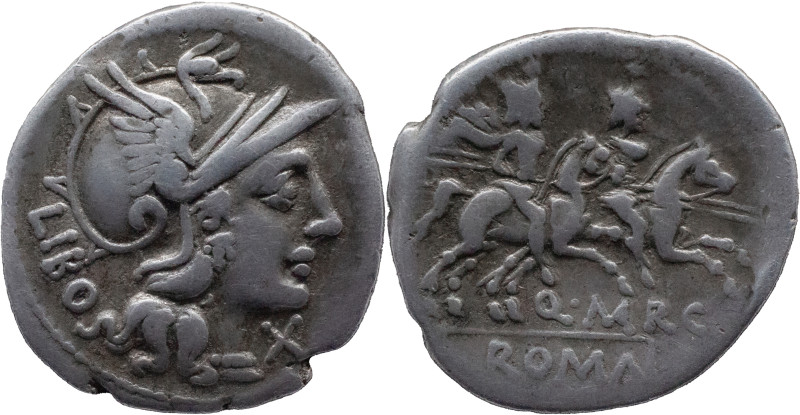 Roman Republic
Q Marcius Libo. Rome. Circa 148 BC. AR Denarius 3.68 g. LIBO, He...