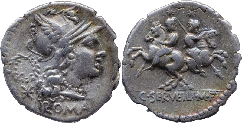 Roman Republic
C. SERVILIUS M. F. Rome. Circa 136 BC. AR Denarius 3.84 g. ROMA,...