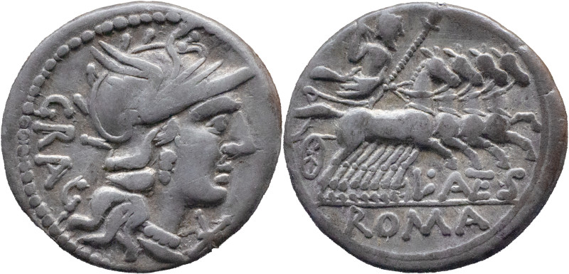 Roman Republic
L. ANTESTIUS GRAGULUS. Rome . Circa 136 BC. AR Denarius 3.72 g. ...