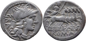 Roman Republic
L. ANTESTIUS GRAGULUS. Rome . Circa 136 BC. AR Denarius 3.72 g. GRAG. Helmeted head of Roma right; mark of value to lower right / L AN...