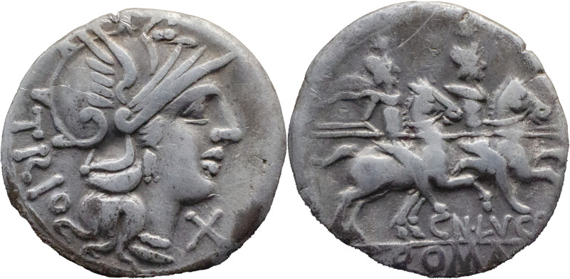 Roman Republic
CN. DOMITIUS AHENOBARBUS. Rome. Circa 128 BC. AR Denarius 3.78. ...