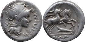 Roman Republic
M. CIPIUS M. F. Rome. Circa 115-114 BC. AR Denarius 3.90 g. M CIPI M F, Helmeted head of Roma right, X (mark of value) to left / ROMA,...