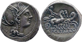 Roman Republic
APPIUS CLAUDIUS PULCHER, T. MANLIUS MANCIUS and Q. URBINIUS. Rome. Circa 111-110 BC. AR Denarius 3.97 g. Helmeted head of Roma right /...