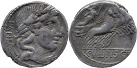 Roman Republic
C. VIBIUS C.F. PANSA. Rome. Circa 90 BC. AR Denarius 4.04 g. PANSA, Laureate head of Apollo right; star to lower right / C VIBIVS C F,...