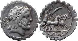 Roman Republic
Q. ANTONIUS BALBUS. Rome. Circa 83-82 BC. AR Serrate Denarius 3.75 g. Laureate head of Jupiter right; S C to left / Q ANTO BALB / PR, ...