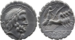 Roman Republic
Q. ANTONIUS BALBUS. Rome. Circa 83-82 BC. AR Serrate Denarius 3.81 g. S C, Laureate head of Jupiter right / Q ANTO BALB PR, Victory dr...