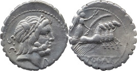 Roman Republic
Q. ANTONIUS BALBUS. Rome. Circa 83-82 BC. AR Serrate Denarius 3.92 g. S C, Laureate head of Jupiter right / Q ANTO BALB PR, Victory dr...