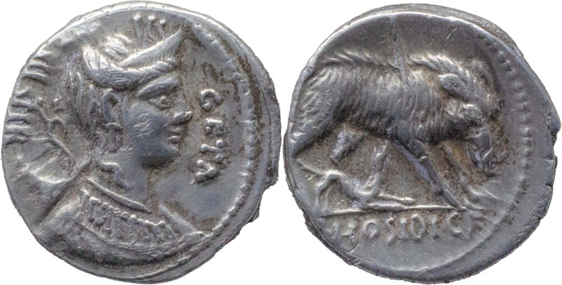Roman Republic
C. HOSIDIUS C.F. GETA. Rome. Circa 64 BC. AR Serrate Denarius 4....