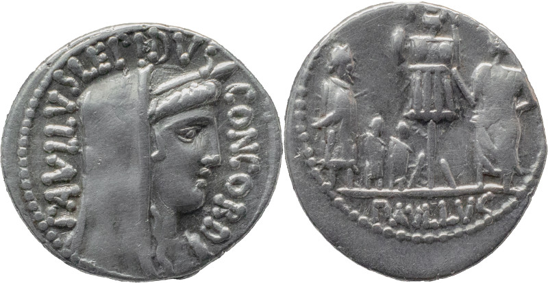 Roman Republic
L. AEMILIUS LEPIDUS PAULLUS. Rome. Circa 62 BC. AR Denarius 3.87...