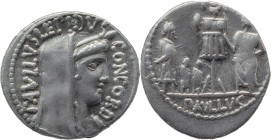 Roman Republic
L. AEMILIUS LEPIDUS PAULLUS. Rome. Circa 62 BC. AR Denarius 3.87 g. PAVLLVS LEPIDVS CONCORDIA, Diademed and veiled bust of Concordia r...