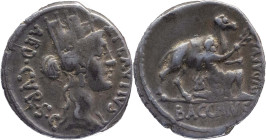 Roman Republic
A. PLAUTIUS. Rome. Circa 55 BC. AR Denarius 3.98 g. A PLAVTIVS / AED CVR S C, Turreted head of Cybele right / BACCHIVS / IVDAEVS, Bacc...