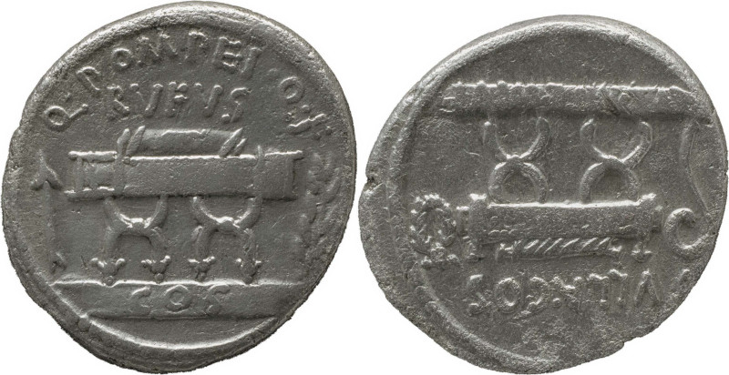 Roman Republic
Q. POMPEIUS RUFUS. Rome. Circa 54 BC. AR Denarius 3.83 g. Q POMP...
