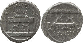Roman Republic
Q. POMPEIUS RUFUS. Rome. Circa 54 BC. AR Denarius 3.83 g. Q POMPEI Q F RVFVS / COS, Curule chair; arrow to left, branch to right / SVL...
