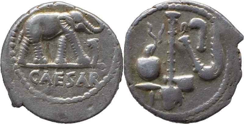 Roman Republic
JULIUS CAESAR. Military mint traveling with Caesar. Circa 49 BC....