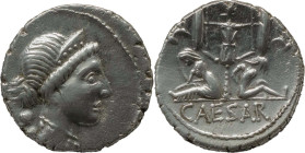 Roman Republic
JULIUS CAESAR. Military mint traveling with Caesar in Spain. Circa 46-45 BC. AR Denarius 3.84 g. Diademed head of Venus right; Cupid t...