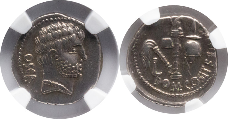 Roman Republic
C. DOMITIUS CALVINUS. Osca. Circa 39 BC. AR Denarius 4.36 g. OSC...