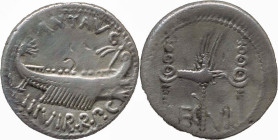 Roman Republic
MARK ANTONY. Legionary issue. Circa 32-31 BC. AR Denarius 2.92 g. ANT AVG / III VIR R P C, Galley right / LEG - VII, Aquila right betw...