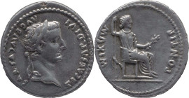 The Roman Empire
TIBERIUS. Lugdunum. "Tribute Penny" type. Circa 14-37. AR Denarius 3.79 g. TI CAESAR DIVI AVG F AVGVSTVS, Laureate head right / PONT...