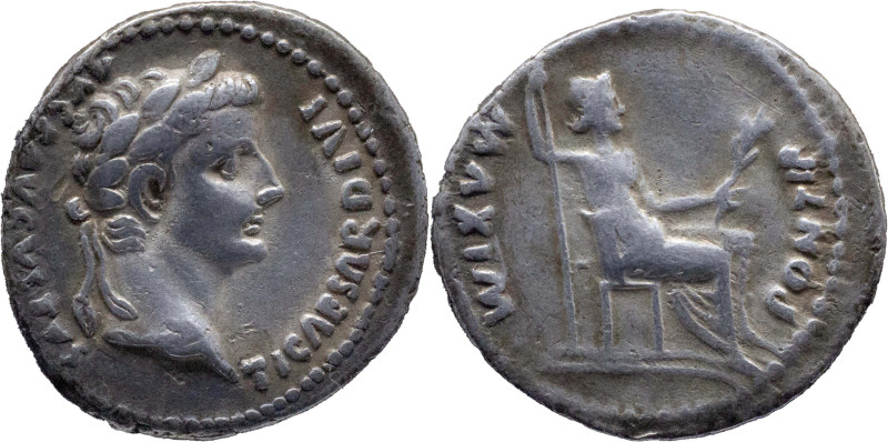 The Roman Empire
TIBERIUS. Lugdunum. "Tribute Penny" type. Circa 14-37. AR Dena...
