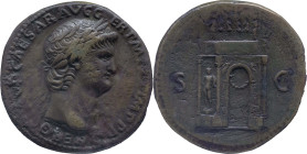 The Roman Empire
NERO. Rome. Circa 54-68. AE Sestertius 27.12 g. NERO CLAVDIVS CAESAR AVG GERM P M TR P IMP P P, Laureate head right / S - C, Triumph...
