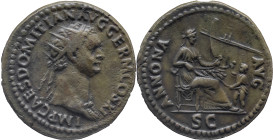 The Roman Empire
Domitian. Rome. Circa 81-96. AE Dupondius 13.94 g. IMP CAES DOMITIAN AVG GERM COS XI Radiate head of Domitian to right, wearing aegi...
