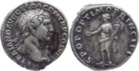 The Roman Empire
Trajan. Rome. Circa 103-104. AR denarius 3.32 g. IMP TRAIANO AVG GER DAC P M TR P COS V P P, laureate head right, slight drapery on ...