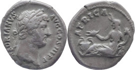 The Roman Empire
HADRIAN. Rome. Circa 117-138. AR Denarius 2.77 g. HADRIANVS AVG COS III P P, Laureate head right /AFRICA, Africa, wearing elephant s...