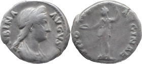 The Roman Empire
SABINA (Augusta). Rome. Circa 128-136/7. AR Denarius 2.86 g. SABINA AVGVSTA, Diademed and draped bust right / IVNONI REGINAE, Juno s...
