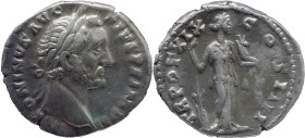 The Roman Empire
ANTONINUS PIUS. Rome. Circa 138-161. AR Denarius 3.38 g. ANTONINVS AVG PIVS P P IMP II, Laureate head right / TR POT XIX COS IIII, F...