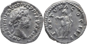 The Roman Empire
ANTONINUS PIUS. Rome. Circa 138-161. AR Denarius 3.38 g. ANTONINVS AVG PIVS P P TR P XXIII, Laureate head right / FORTVNA COS IIII, ...