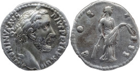 The Roman Empire
ANTONINUS PIUS. Rome. Circa 138-161. AR Denarius 3.28 g. ANTONINVS AVG PIVS PP TR P XIIII, laureate head right / COS IIII, Tranquili...