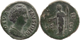 The Roman Empire
DIVA FAUSTINA I (Died 140/1). Rome. AE As 12.56g. DIVA FAVSTINA, draped bust to right / IVNO, Juno standing to left, holding patera ...