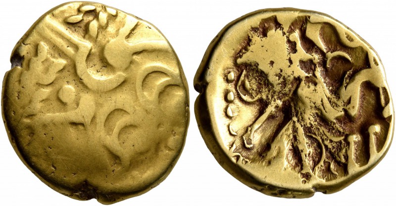 CELTIC, Northeast Gaul. Suessiones. Late 2nd-mid 1st century BC. Stater (Gold, 1...