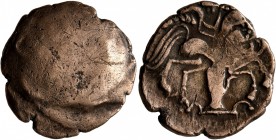 CELTIC, Central Gaul. Pictones. Circa 100-50 BC. Stater (Electrum, 20 mm, 6.44 g), 'profil de type armoricain' type. Celticized male head to right, wi...