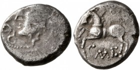 CELTIC, Central Gaul. Sequani. Circa mid 1st century BC. Quinarius (Silver, 13 mm, 1.91 g, 9 h), Q. Doci and Sam. F. (?). [Q•DO]CI Celticized head of ...