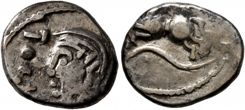 CELTIC, Central Gaul. Sequani. Circa mid 1st century BC. Quinarius (Silver, 14 m...