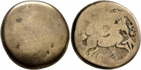 CELTIC, Northwest Gaul. Baiocassi. Late 2nd-mid 1st century BC. Stater (Electrum, 18 mm, 6.31 g), 'au lyre' type. Celticized male head to right, with ...