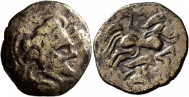 CELTIC, Northwest Gaul. Namnetes. Late 2nd-mid 1st century BC. Stater (Electrum, 22 mm, 5.97 g, 12 h), '&#224; l'hippophore - &#224; la petite t&#234;...