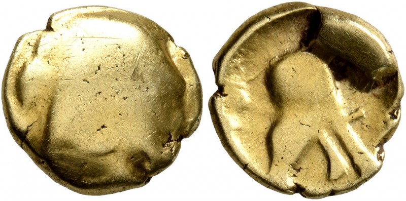 CELTIC, Northeast Gaul. Ambiani. Circa 60-30 BC. Quarter Stater (Gold, 11 mm, 1....