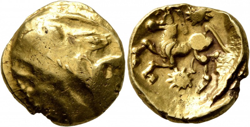 CELTIC, Northeast Gaul. Bellovaci. Circa 60-30/25 BC. Stater (Gold, 18 mm, 6.16 ...