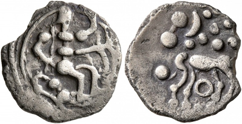 CELTIC, Northeast Gaul. Treveri. Mid 1st century BC. Quinarius (Silver, 14 mm, 1...