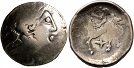 CELTIC, Central Europe. Helvetii. Late 2nd-early 1st century BC. Stater (Electrum, 22 mm, 7.24 g, 4 h), '&#224; la croisette' type. Celticized laureat...