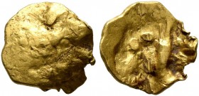 CELTIC, Central Europe. Boii. 1st century BC. 1/24 Stater (Gold, 7 mm, 0.26 g), latest Athena-Alkis-series. Flat irregular bulge. Rev. Irregular desig...