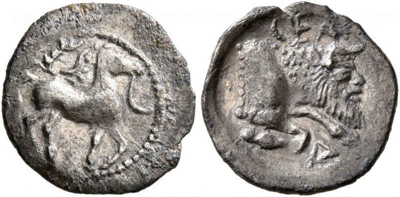 SICILY. Gela. Circa 465-450 BC. Litra (Silver, 12 mm, 0.55 g, 9 h). Horse standi...