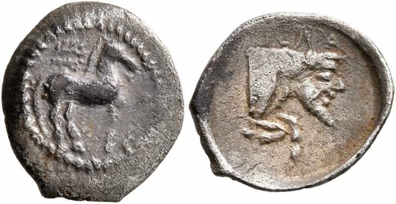 SICILY. Gela. Circa 465-450 BC. Litra (Silver, 13 mm, 0.65 g, 10 h). Horse stand...