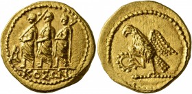 SKYTHIA. Geto-Dacians. Koson , mid 1st century BC. Stater (Gold, 20 mm, 8.39 g, 12 h). KOΣΩN Roman consul accompanied by two lictors advancing left; b...