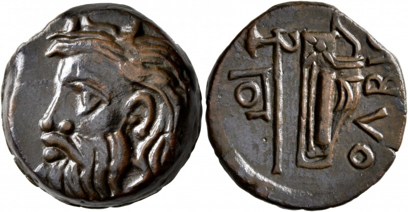 SKYTHIA. Olbia. Circa 310-280 BC. AE (Bronze, 22 mm, 9.83 g, 12 h). Horned head ...