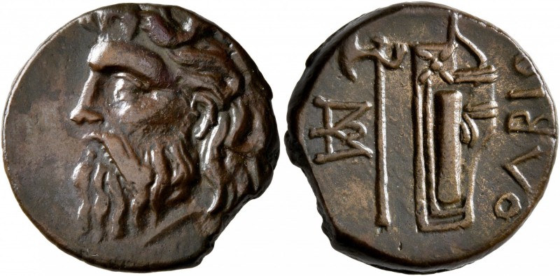SKYTHIA. Olbia. Circa 310-280 BC. AE (Bronze, 21 mm, 8.32 g, 12 h). Horned head ...